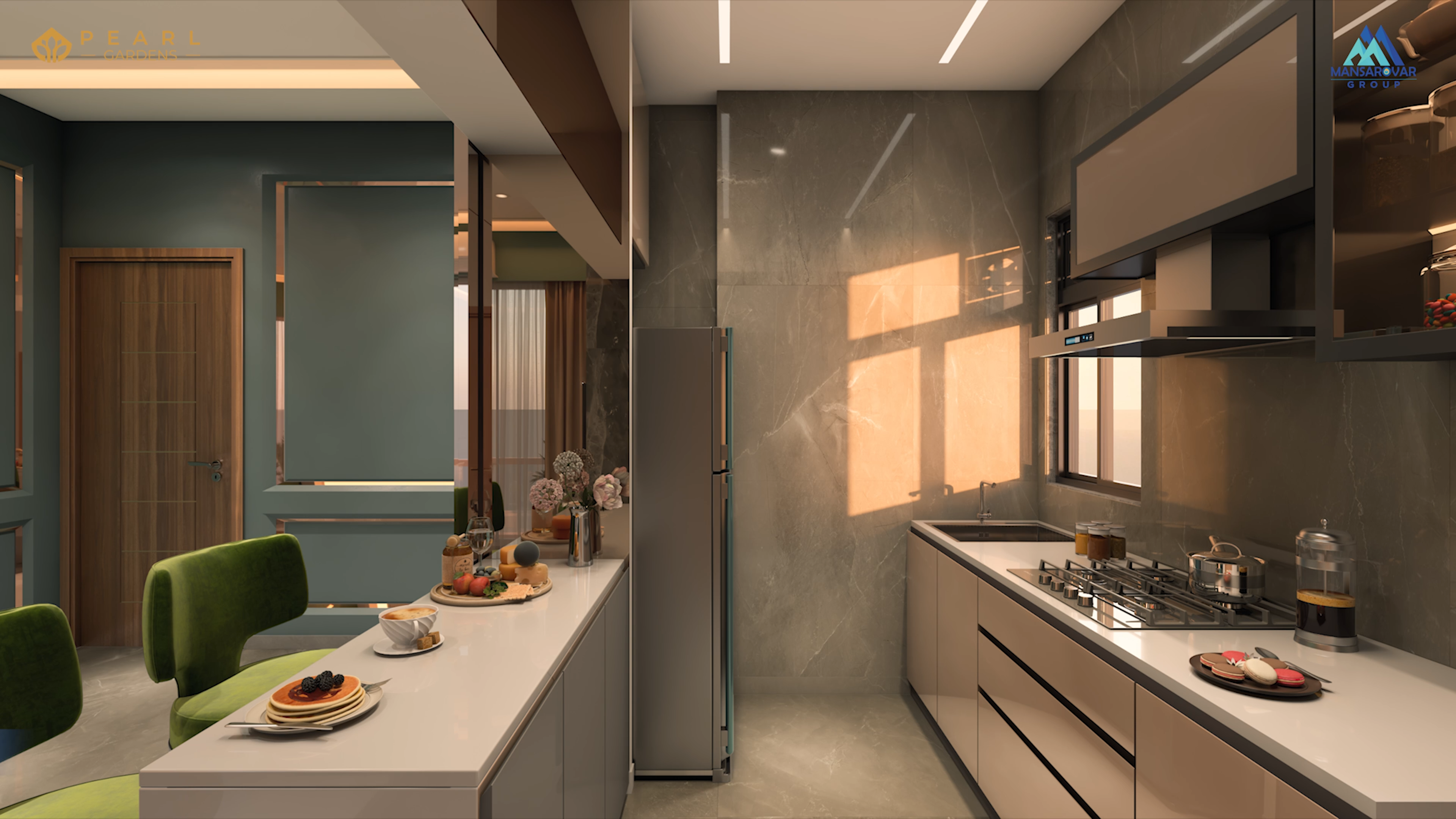 Modular Kitchen, Pearl Garden 3D render