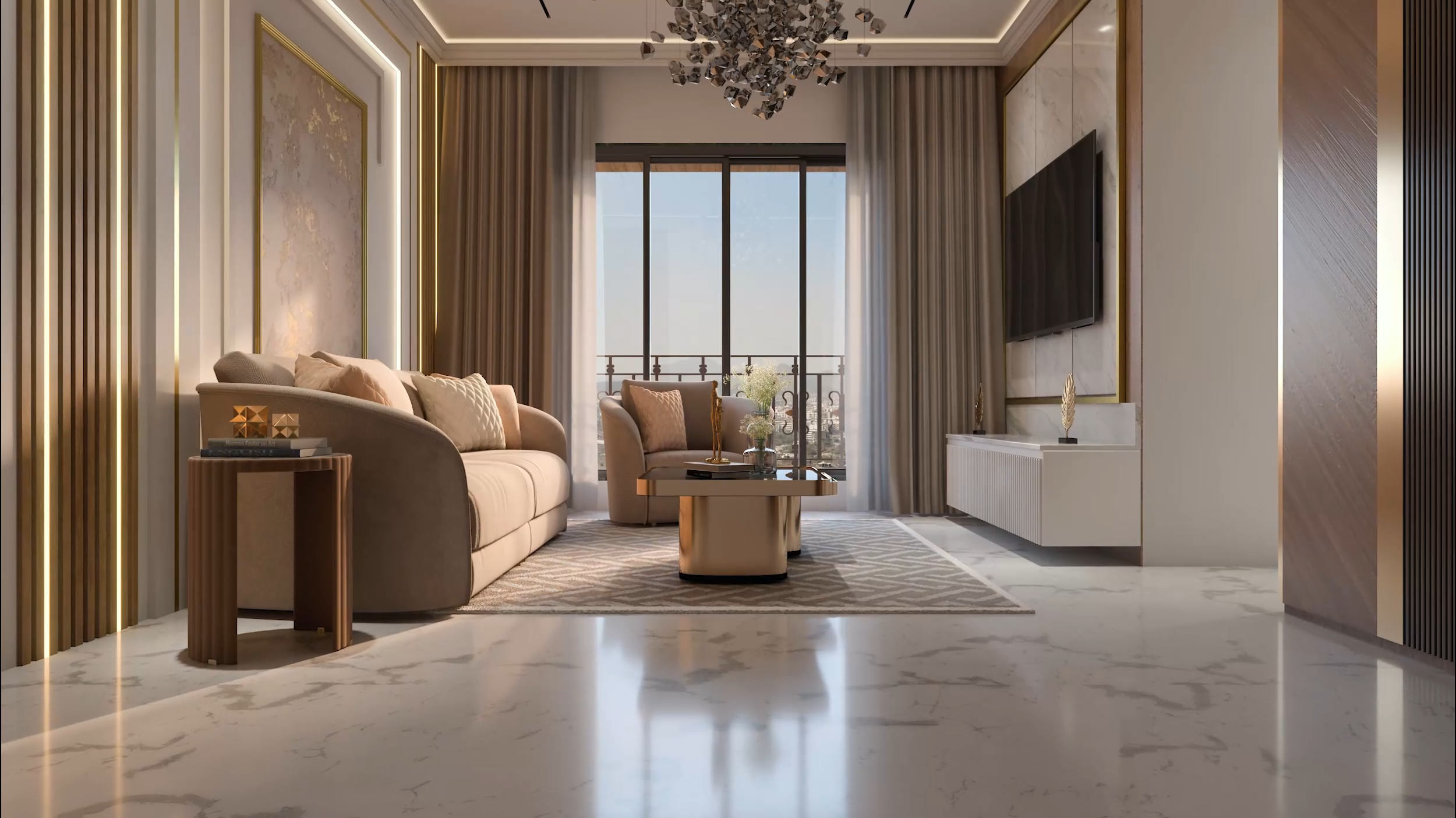 Living Room, Sethi Palacio 3D render