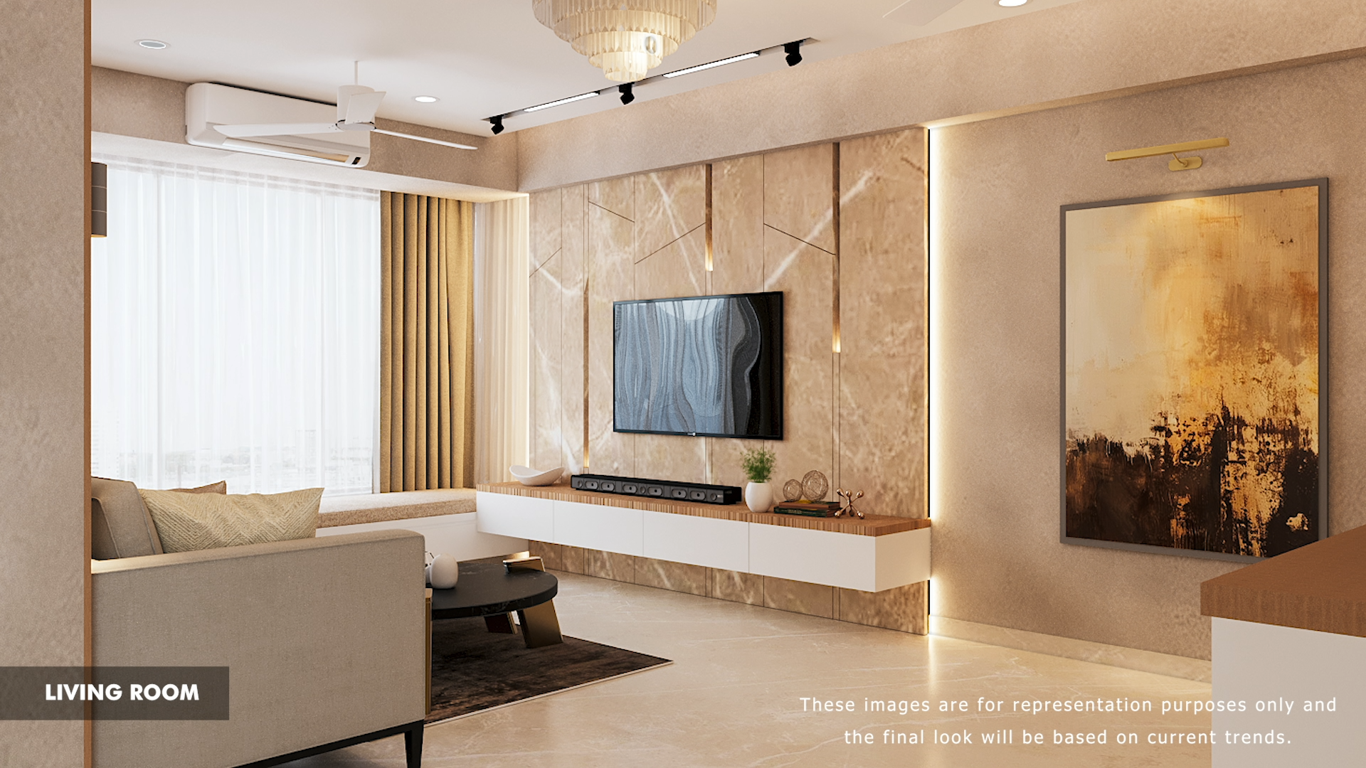 Living Room, Shripal 3D render